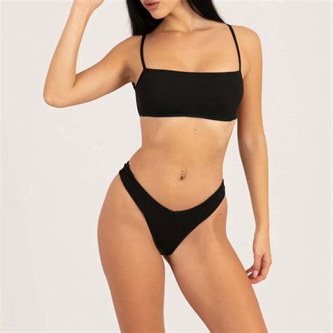 Women S Seamless Triangle Bikini Set Tan Line Sunbathing Breathable Two Piece Thong Swimsuit