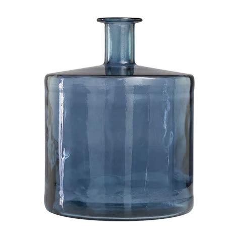 Blue Recycled Glass Spanish Bottleneck Vase 14w 18h Bed Bath