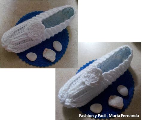 Fashion Y F Cil Diy Pantuflas O Patucos Tejidas Blancas Como La Nieve