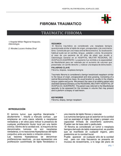 Fibroma Traumatico Caso Clinico Fibroma Traumatico Traumatic