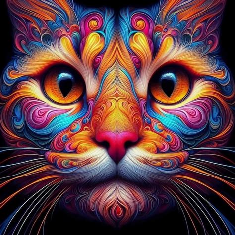 Colorful Abstract Cat Portrait Premium Ai Generated Vector