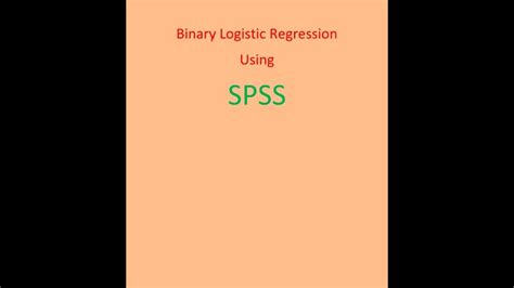 Binary Logistic Regression Youtube