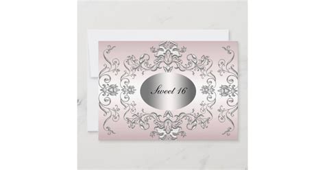 Sweet 16 Pink Silver Elegant Invitation | Zazzle