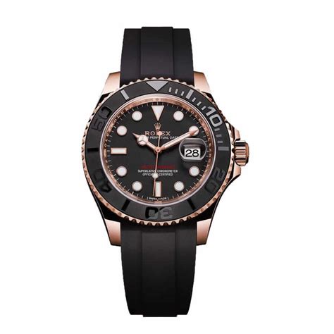 Rolex Yacht Master Sats Rose Gold Automatic Rubber Black Dial