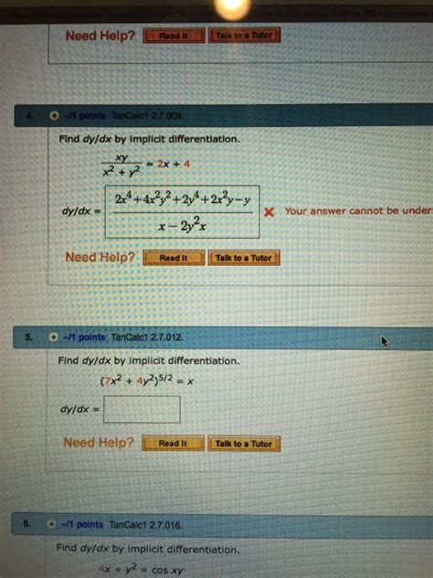 Solved Find Dydx By Implicit Differentiationxyx2 Y2