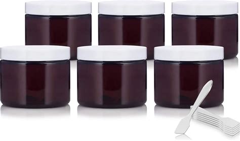 Oz Amber Pet Plastic Bpa Free Refillable Low Profile Jar Pack