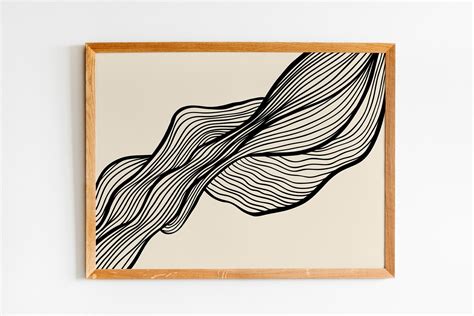 Horizontal Abstract Black Line Printable Wall Art Large Size - Etsy