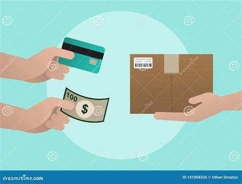 Product Delivery Payment By Cash Or Credit Card Stock Vector