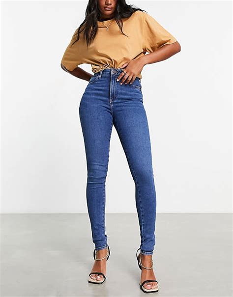 Asos Design Sculpting Skinny Jeans In Dark Blue Asos