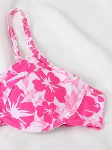Swim Mod Summer Beach Floral Print Push Up Bikini Set Shein Usa