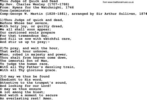 Methodist Hymn Thou Judge Of Quick And Dead Lyrics With Pdf