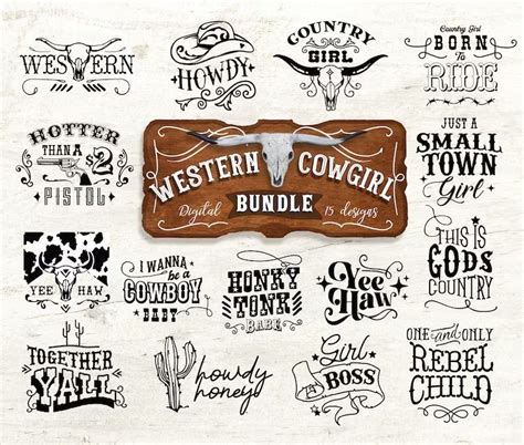 Bundle Western Font Svg Western Fonts Collection Bundle Font Svg Cute