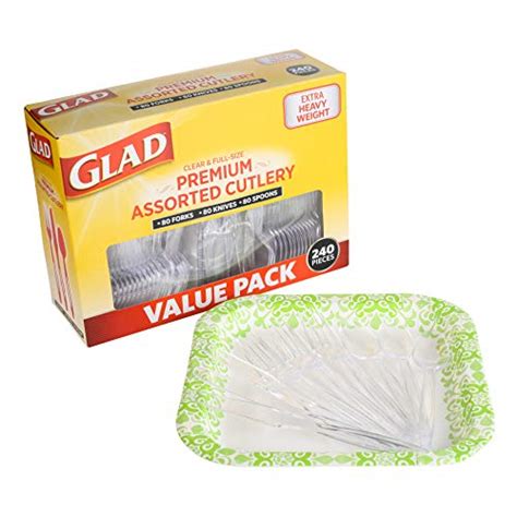 Glad Disposable Plastic Cutlery Assorted Set Clear Extra Heavy Duty