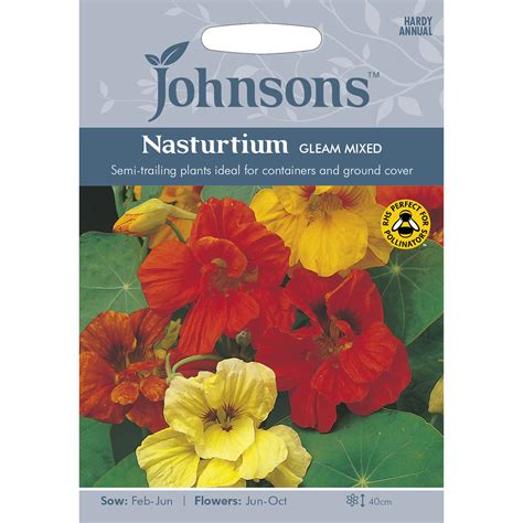 Johnsons Nasturtium Gleam Mixed Flower Seeds Wilko