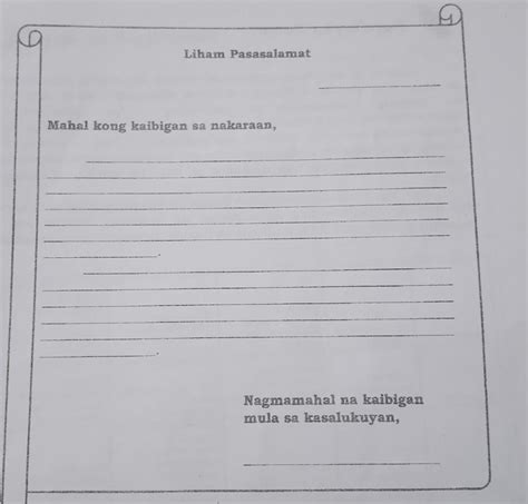 Time Capsule Sulat Na Panuto Sumulat Ng Isang Liham Pasasalamat Para