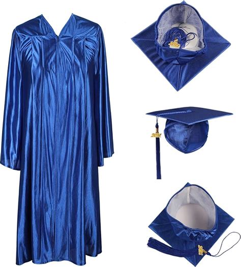 Shiny Graduation Cap And Gown 20212020 Tassel Royal Blue 48”53” 55” Uk Clothing