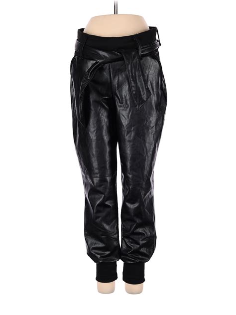 Rewash 100 Polyurethane Solid Black Faux Leather Pants Size S 59