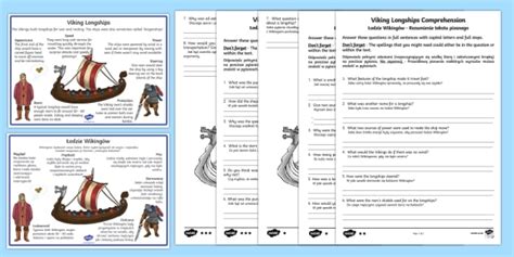 Viking Longships Information And Comprehension Activity English Polish