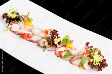 Fine Dining Octopus Carpaccio Stock Photo Adobe Stock