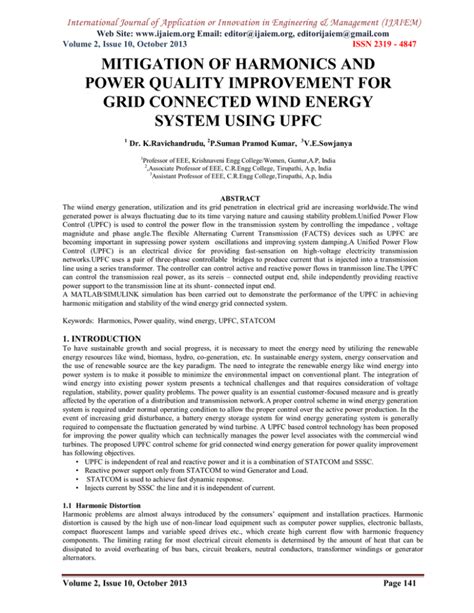 Mitigation Of Harmonics And Power Quality Improvement For Grid