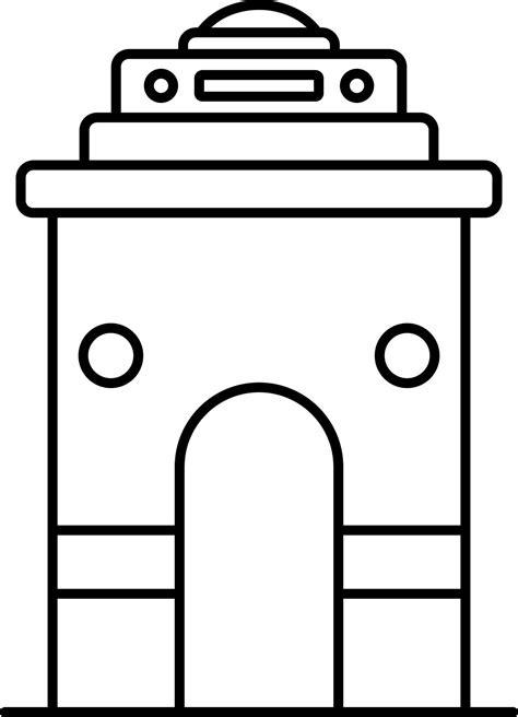 Black Outline Illustration Of India Gate Icon. 24153709 Vector Art at ...