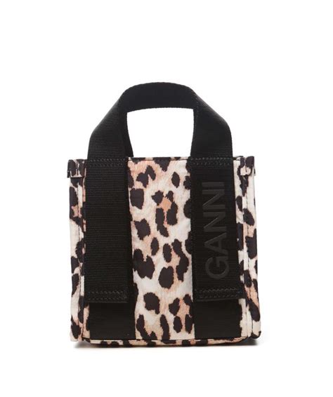 Ganni Mini Leopard Tech Tote Bag Jules B