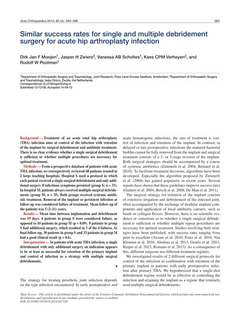 (PDF) Similar success rates for single and multiple debridement surgery ...