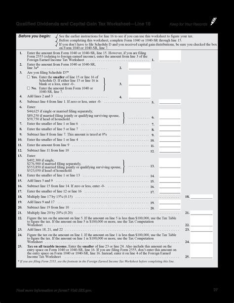 Qualified Dividends And Capital Gain Tax Worksheet Pdfliner