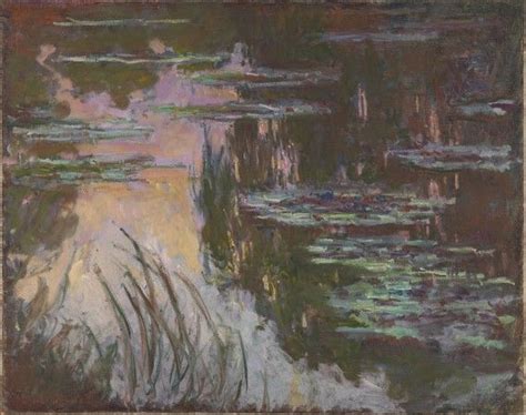 Claude Monet Water Lilies Setting Sun 1907 Red Sky At Night