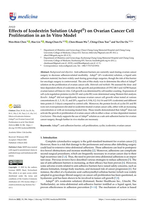 (PDF) Effects of Icodextrin Solution (Adept®) on Ovarian Cancer Cell ...