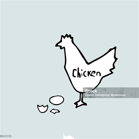 Pencil Drawing Chicken And Eggs Hand Drawn Template Stock Illustration ...