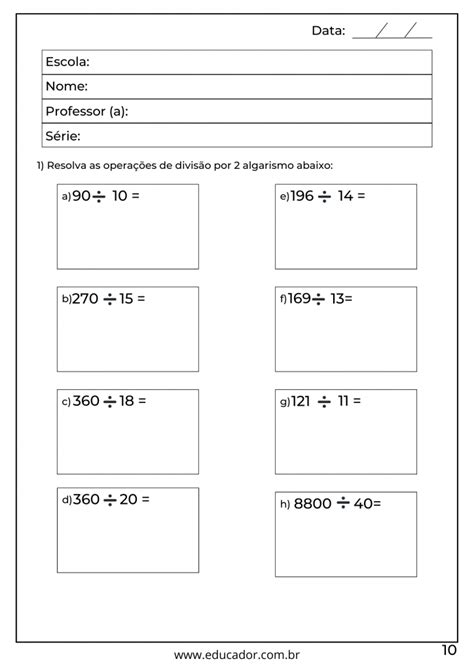 Situações Problema De Matemática Multiplicação E Divisão 4º Ou