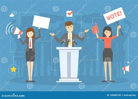 Election Campaign People Vote For The Candidate Stock Vector