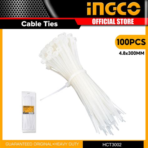 INGCO HCT3002 100pcs White Nylon Cable Ties Set 300mm IHT | Lazada PH