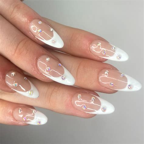 French Tip Nail Designs With Gems Cute Nails