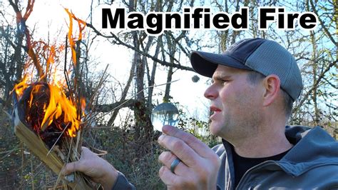 Magnified Fire Using Sunlight And A Glass Lens To Make Fire Quick And Easy Youtube