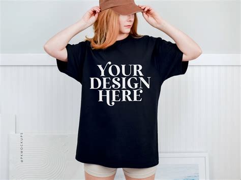 Gildan Mock Up Black Oversized Model Shirt Mockups Hipster Model