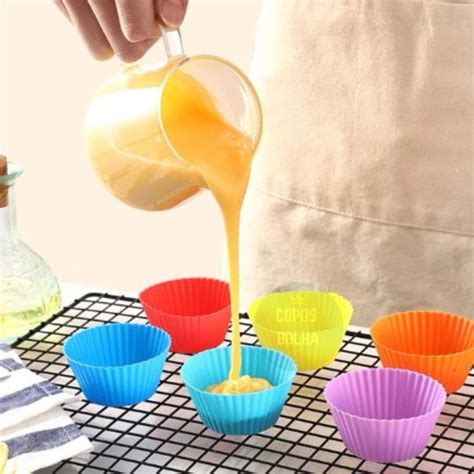 6 uni Forma de silicone cupcake forneável Colorida Shopee Brasil