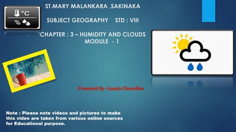 Standard Viii Subject Geography Topic Humidity And Clouds Module