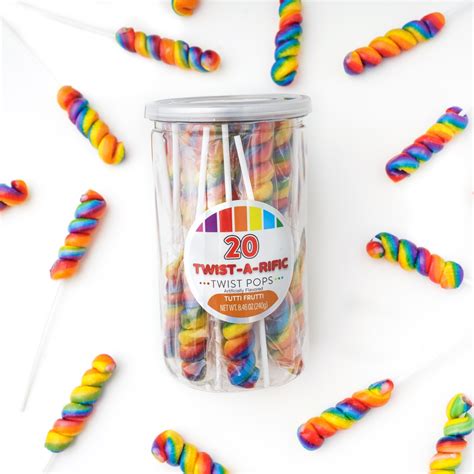 Hilco Twist A Rific Tutti Frutti Flavored Rainbow Twist Lollipops 20