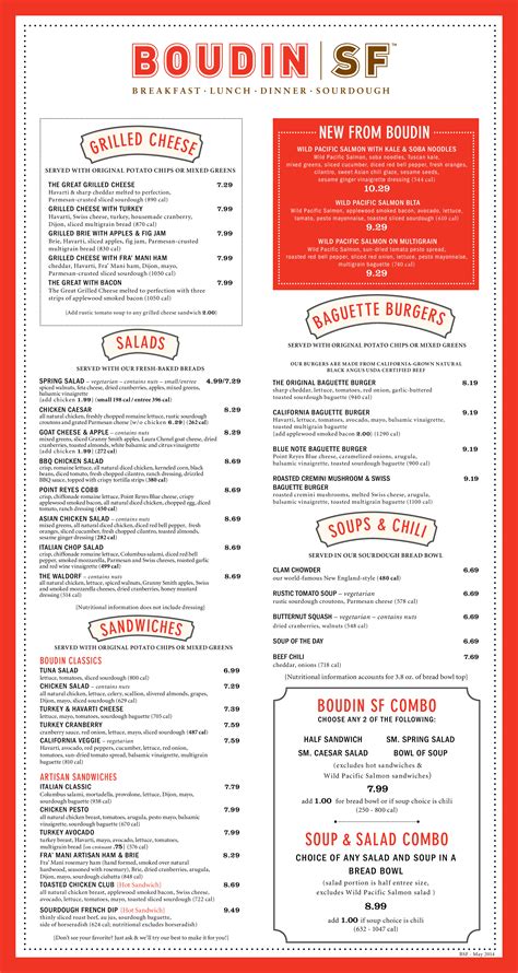 Boudin SF Menu, Menu for Boudin SF, Clairemont, San Diego - Urbanspoon ...