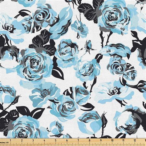 Ambesonne Floral Fabric By The Yard Art Aquarelle Dreamy Flowers