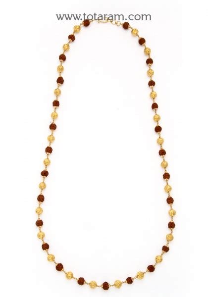 22K Gold Rudraksha Mala Long Necklace 235 GN5404 In 27 750 Grams