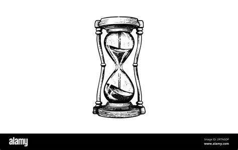 Sand Watch Glass Engraving Vector Illustration Hourglass Hand Drawing Vintage Style Antique