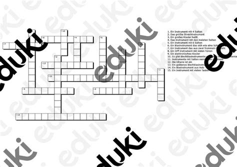 Einfaches Kreuzwortr Tsel Zu Den Instrumenten Crossword Puzzle