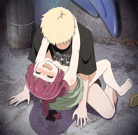 Rule 34 1boy Alley Bare Arms Bare Shoulders Barefoot Black Shirt Blonde Hair Blush Bocchi The