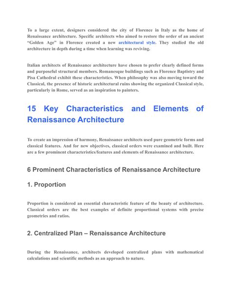 Ppt Renaissance Architecture History Characteristics Features