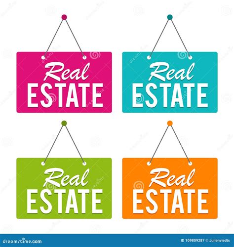 Real Estate Hanging Door Sign. Eps10 Vector. Stock Vector ...