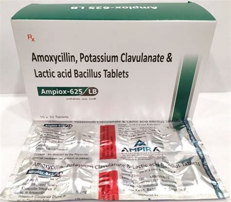 Ampiox 625 Lb Amoxycillin Potassium Clavulanate And Lactic Acid Bacillus Tablets Prescription