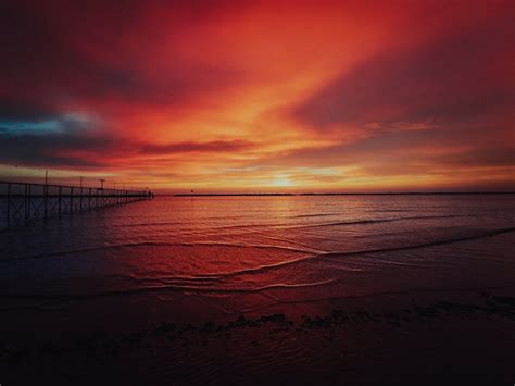 Red Sunset over Sea Shore · Free Stock Photo